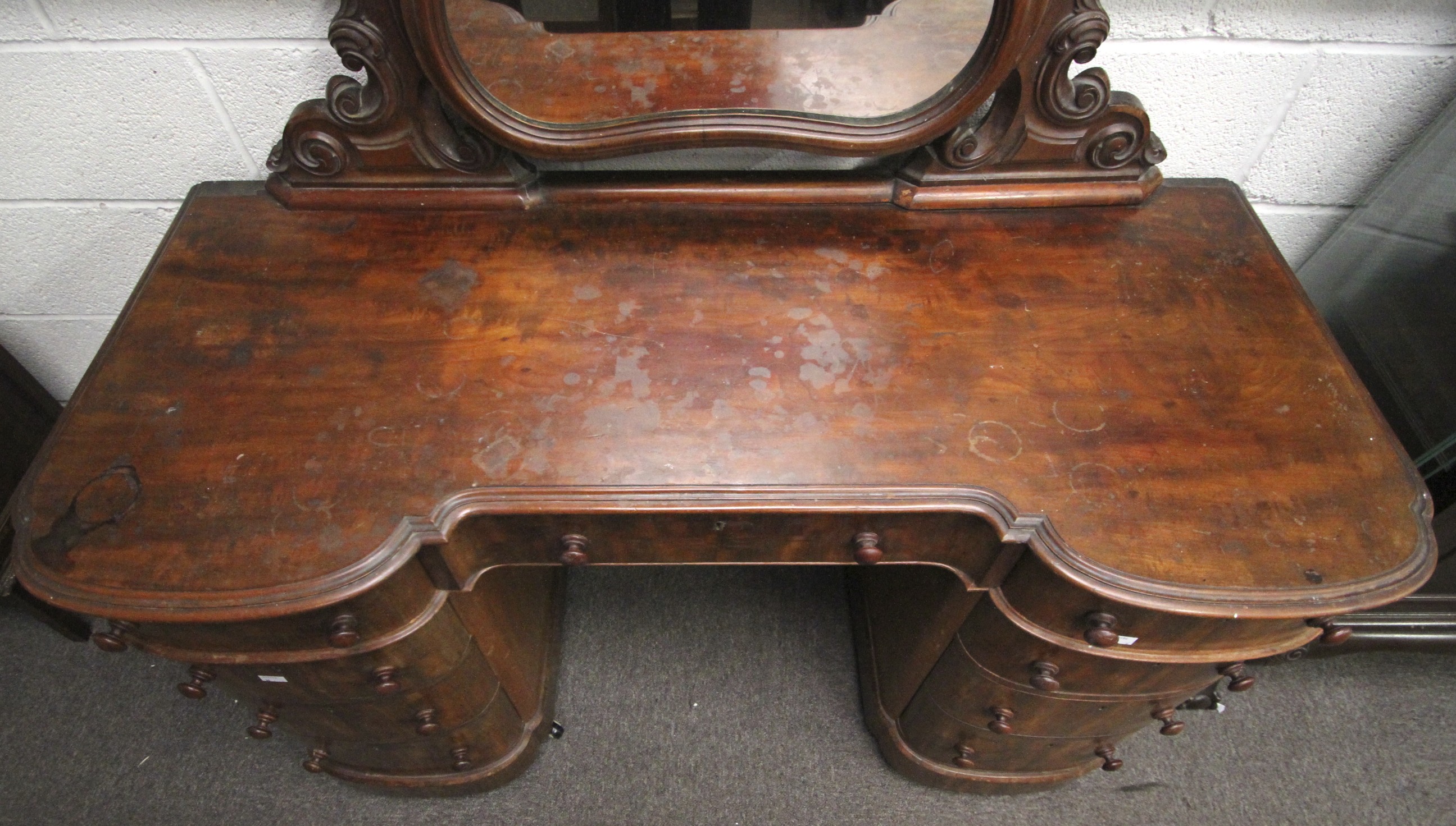 A Victorian mahogany pedestal dressing table. - Image 2 of 3