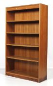 A vintage veneered five tier bookcase with adjustable shelves.