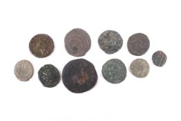 Ten Roman coins.