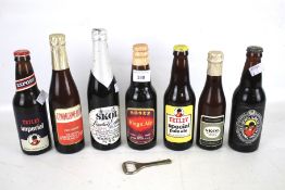 Seven bottles of assorted beers. Including Pale Ale, Kings Ale, Skol Limited Edition, etc.