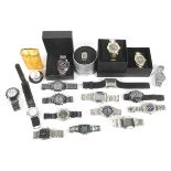 An assortment of modern wristwatches.