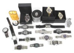 An assortment of modern wristwatches.