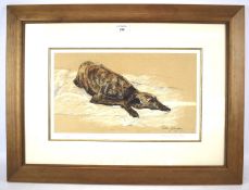 A limited edition print of a greyhound, signed Debbie Gillingham.