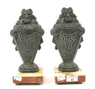 A pair of French Art Deco style spelter vases from a clock garniture.