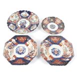 Four Asian porcelain 19th century Imari pattern dishes.