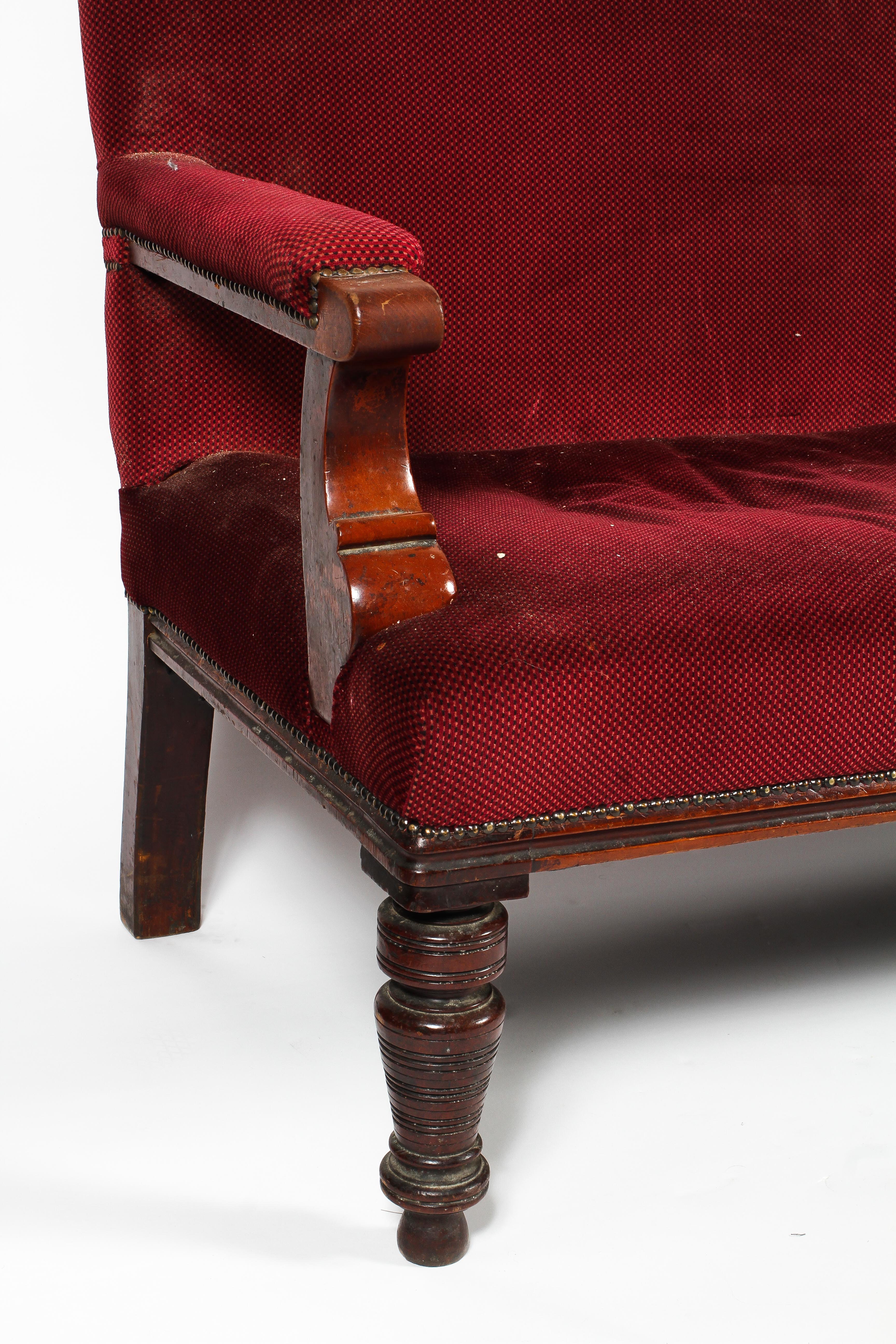 An Edwardian mahogany framed bench sofa of large proportion. - Image 2 of 2