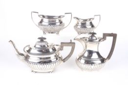 An Edwardian silver tea set.