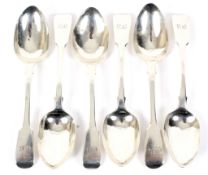 A set of six Victorian silver dessert spoons 5+1.