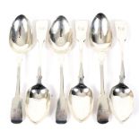 A set of six Victorian silver dessert spoons 5+1.