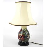 Contemporary moorcroft lamp with shade Condition Report: Overall in good order.