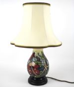 Contemporary moorcroft lamp with shade Condition Report: Overall in good order.