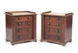 Pair of Victorian mahogany table top miniature wellington chests.