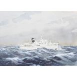 Stuart Beck, maritime portrait of SS Uganda, watercolour.