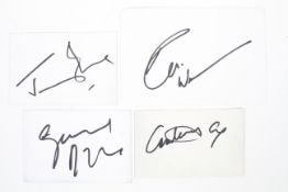 Four assorted autographs. To include, Jeremy Irons,Robin Williams, Courtney Cox and Gabriel Byrne.