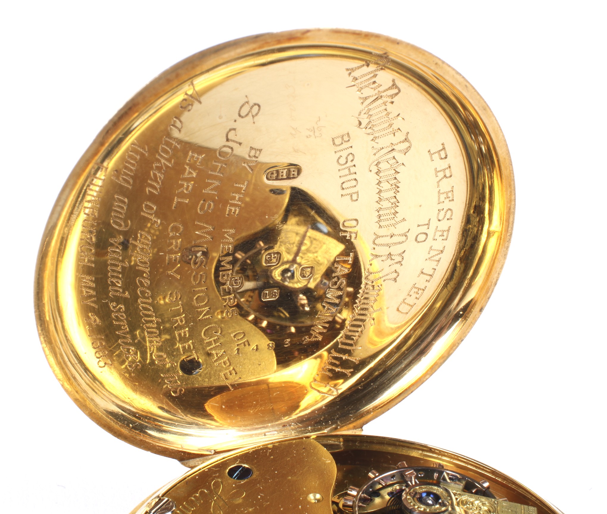 A late Victorian 18ct gold cased open face pocket watch. - Image 4 of 4