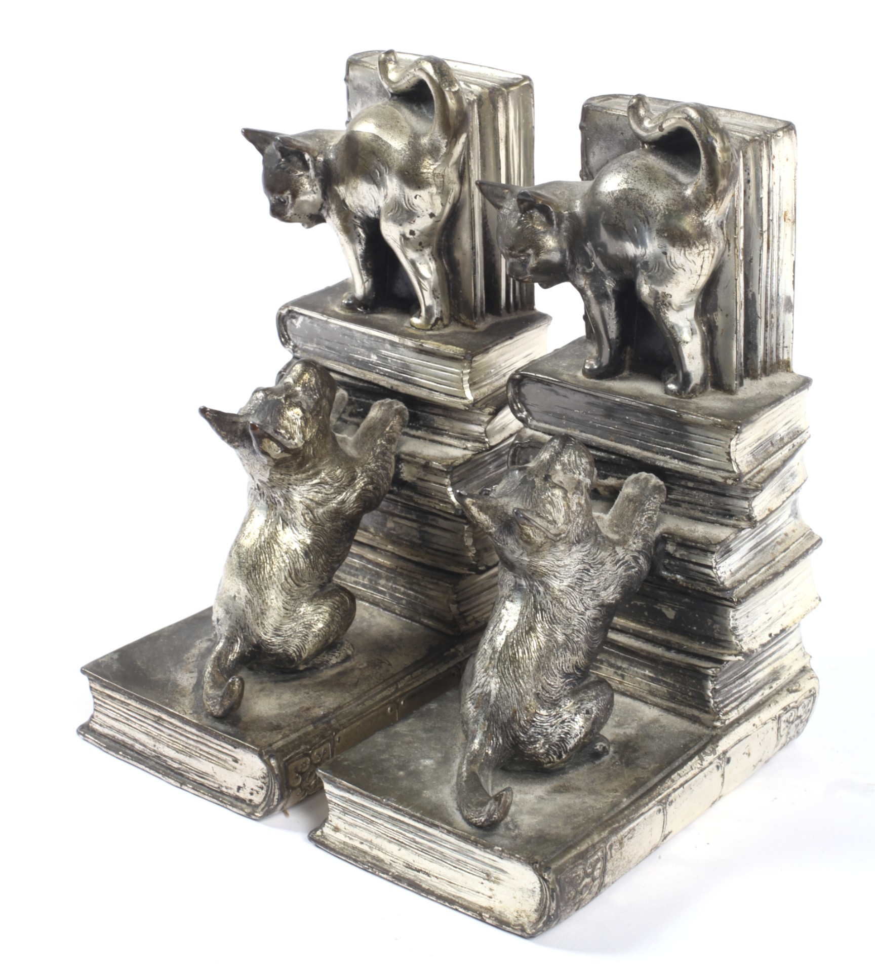 A Pair of Japanese novelty silver plated book ends. - Image 2 of 2