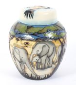 A Moorcroft Pottery Treetops pattern ginger jar and cover.