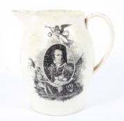 An early 19th century Liverpool (Herculaneum) creamware transfer printed jug.