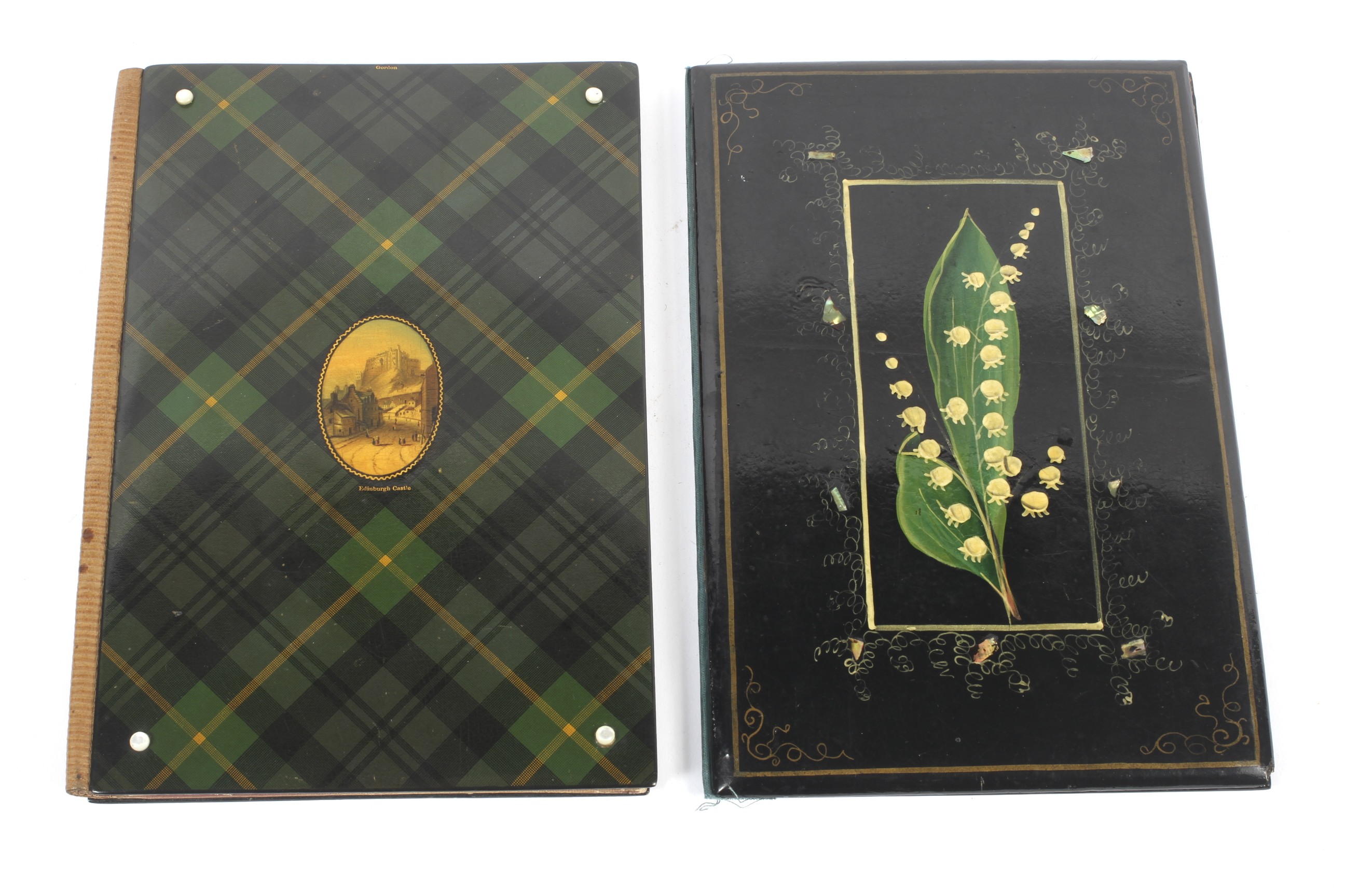 A 19th century Mauchlin Ware Tartan covered note book.