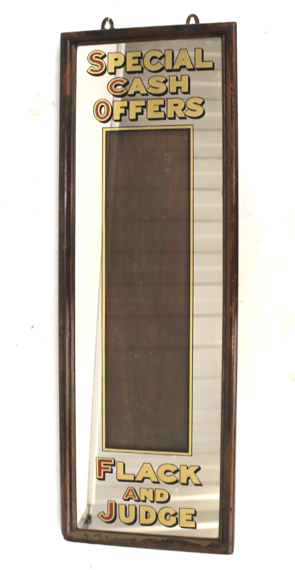 A vintage wooden framed advertising mirror.
