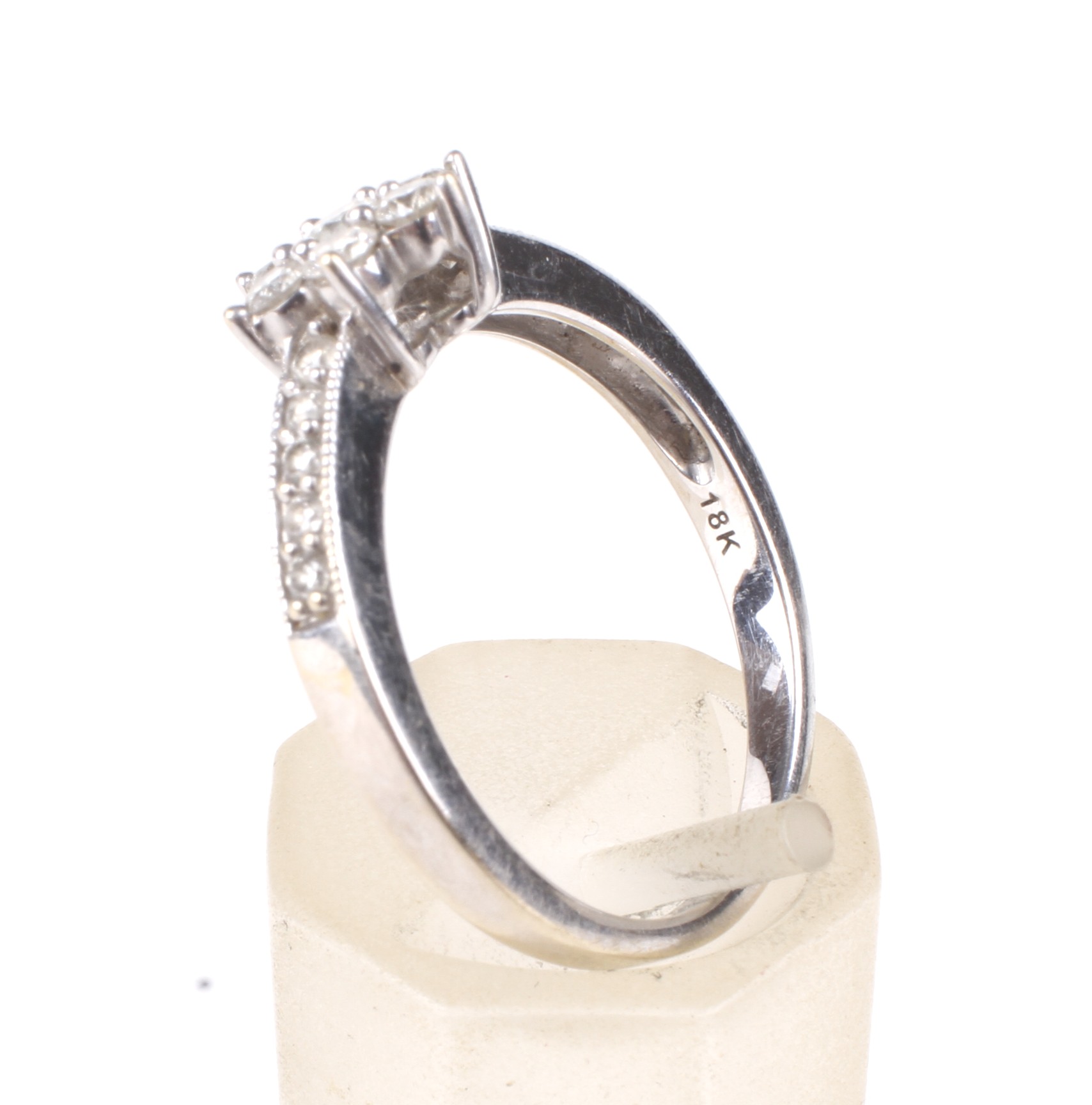 A modern 18ct white gold and diamond cluster ring. - Image 4 of 4