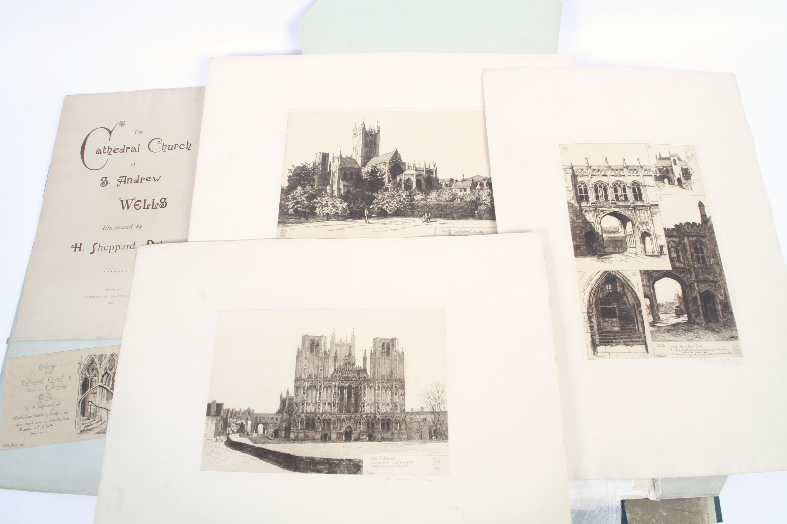 Sheppard Dale, 10 signed etchings Depicting Wells Cathedral Church and Liberty of S Andrew, 1886, - Image 2 of 2