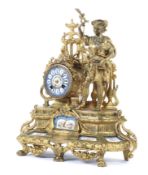 A gilt-metal and Sevres-style porcelain mounted mantle clock, circa 1900.