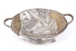 A 19th century Russian silver gilt trompe l'oeil basket retailed by Tiffany & Co.