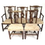 A set of five 19th Century oak dining chairs.