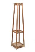 An oak Arts and Crafts umbrella/coat stand.