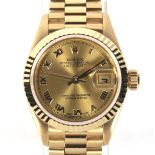 A Rolex Oyster Perpetual Datejust 18ct gold ladies wristwatch.