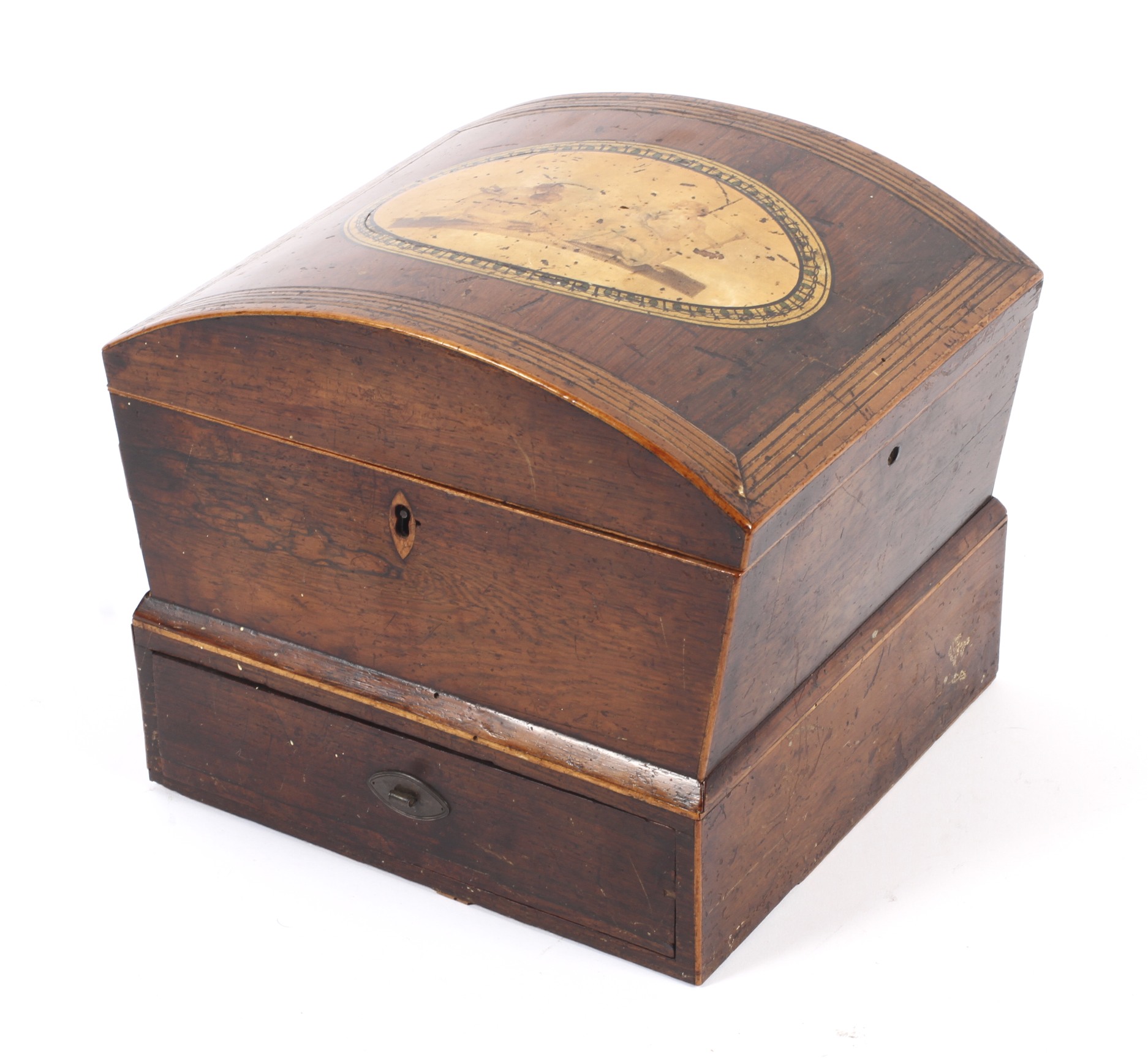 A 19th century dome topped rosewood work box.