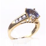 A modern QVC 9ct gold and tanzanite dress ring.