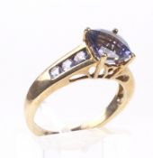 A modern QVC 9ct gold and tanzanite dress ring.