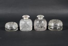 Four assorted lidded pots and dishes inscribed R Lalique.