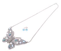 A multi-gem 'butterfly' necklace.