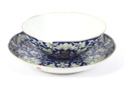 A Chinese Daoguang (1821-1850) enamelled bowl and a dish.