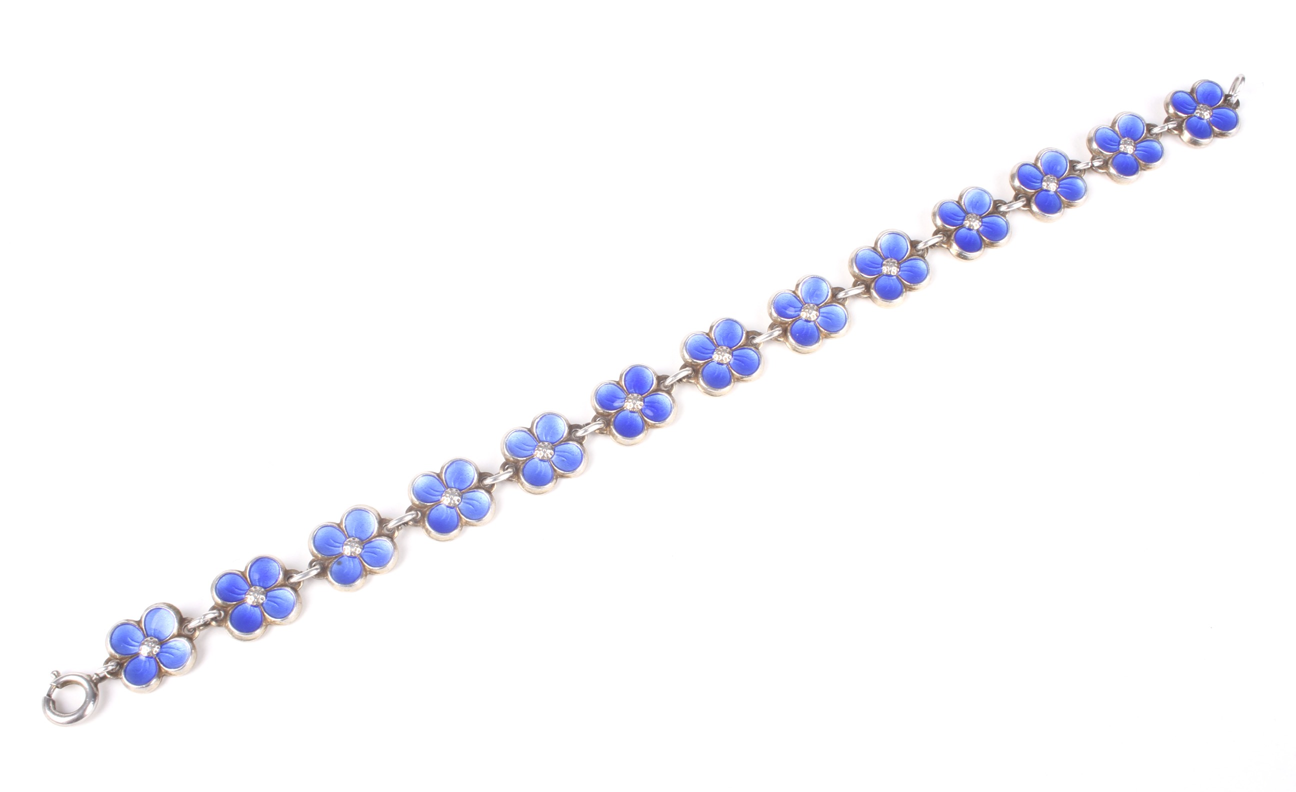 David Andersen, a Norwegian silver and blue enamel floral bracelet.