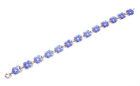 David Andersen, a Norwegian silver and blue enamel floral bracelet.