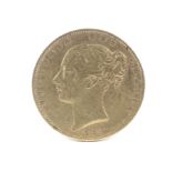 Victoria, sovereign, 1847, young head, shield back.