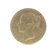 Victoria, sovereign, 1847, young head, shield back.