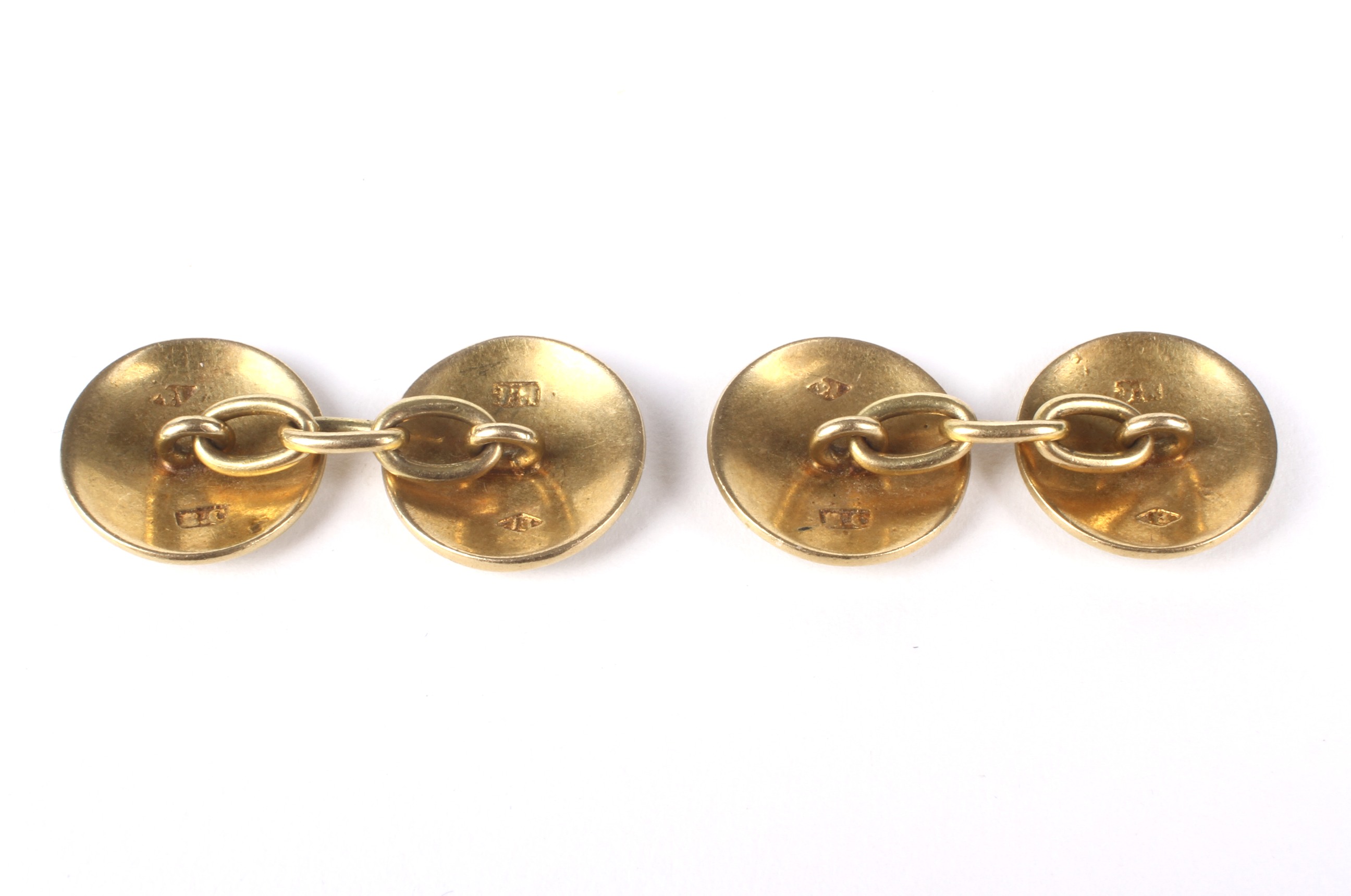 A pair of early 20th century gold and enamel cufflinks. - Image 2 of 2