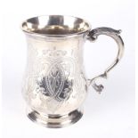 An engraved silver tankard with inscription. Inscribed For the Best Cart Horse 1859.