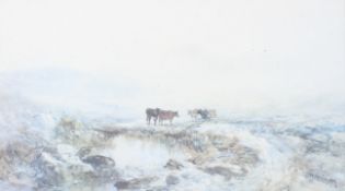 William Widgery (1822-1893), Cattle in Landscape, watercolour. Signed lower right, 47cm x 27cm exc.