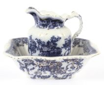A Victorian Fleur bleue Victorian jug and bowl set.