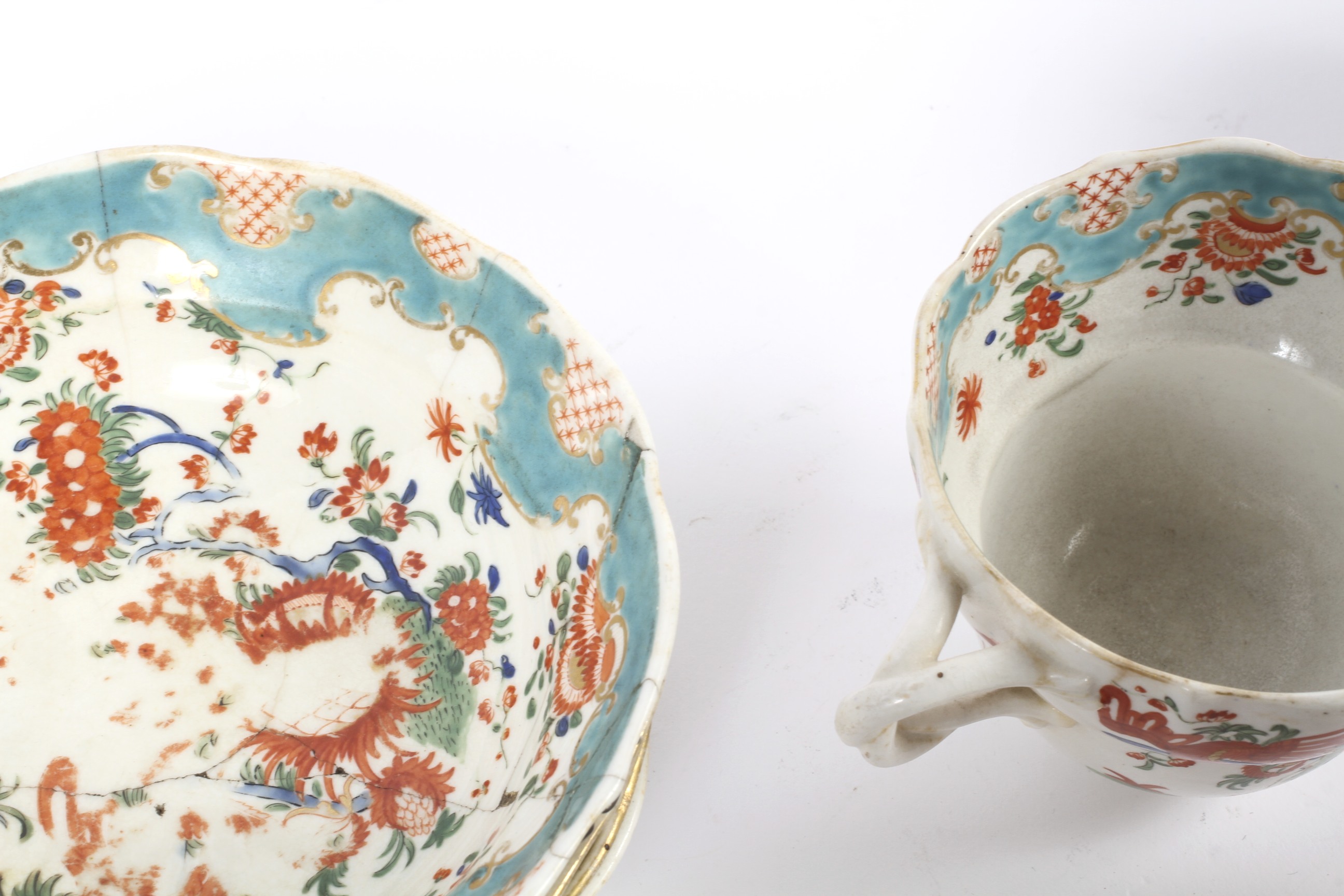 A Derby (Bloor) Jabberwocky kakiemon pattern part chocolate service. Circa 1820, printed red marks. - Image 2 of 3