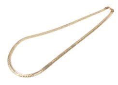 A modern Italian gold fancy flat-link necklace.