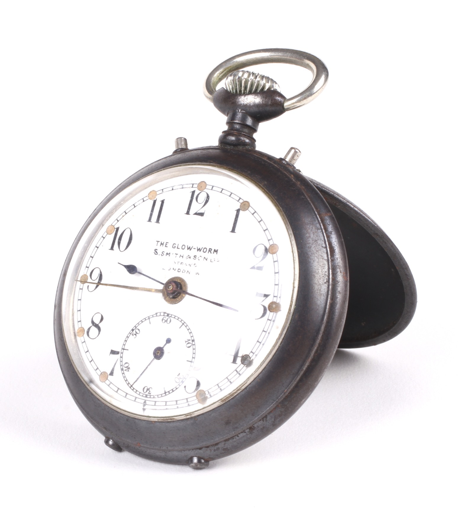 An early 20th century gun metal cased open faced pocket watch/alarm 'The Glow-Worm'. - Image 2 of 3