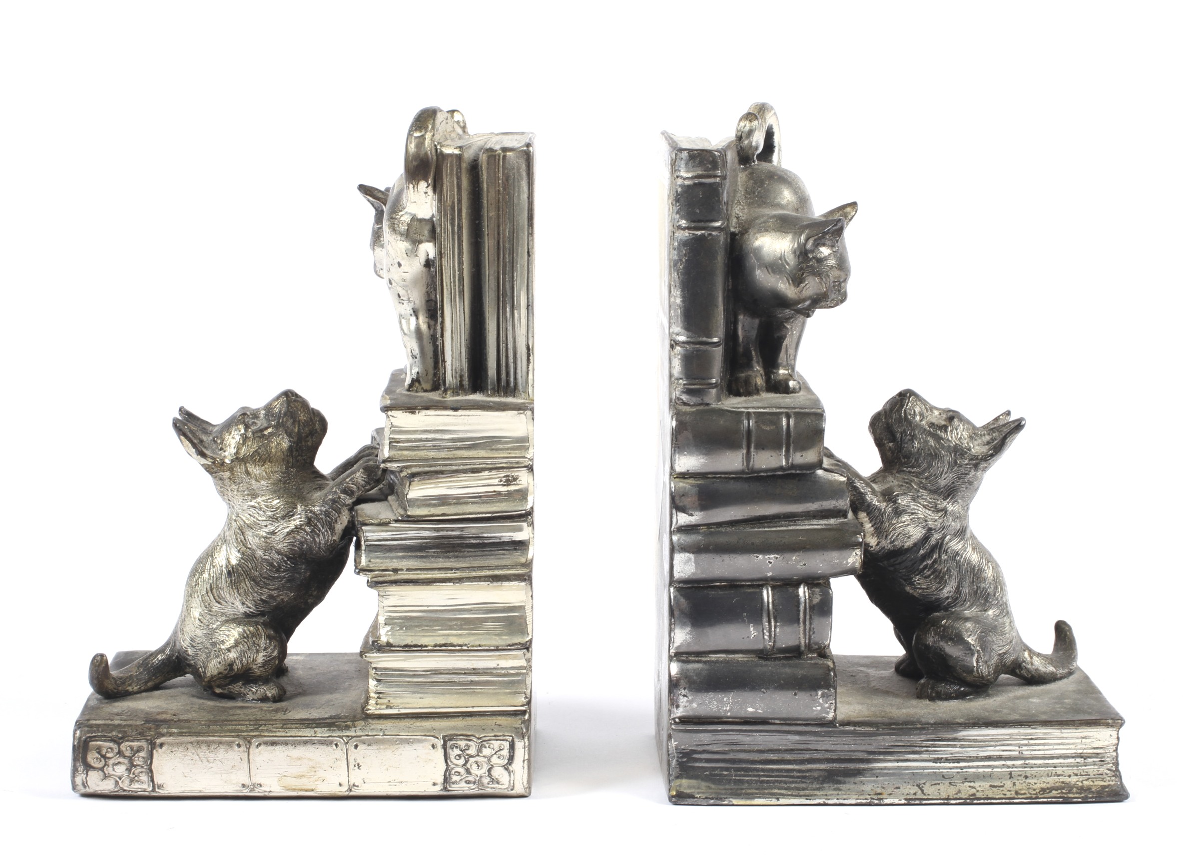 A Pair of Japanese novelty silver plated book ends.