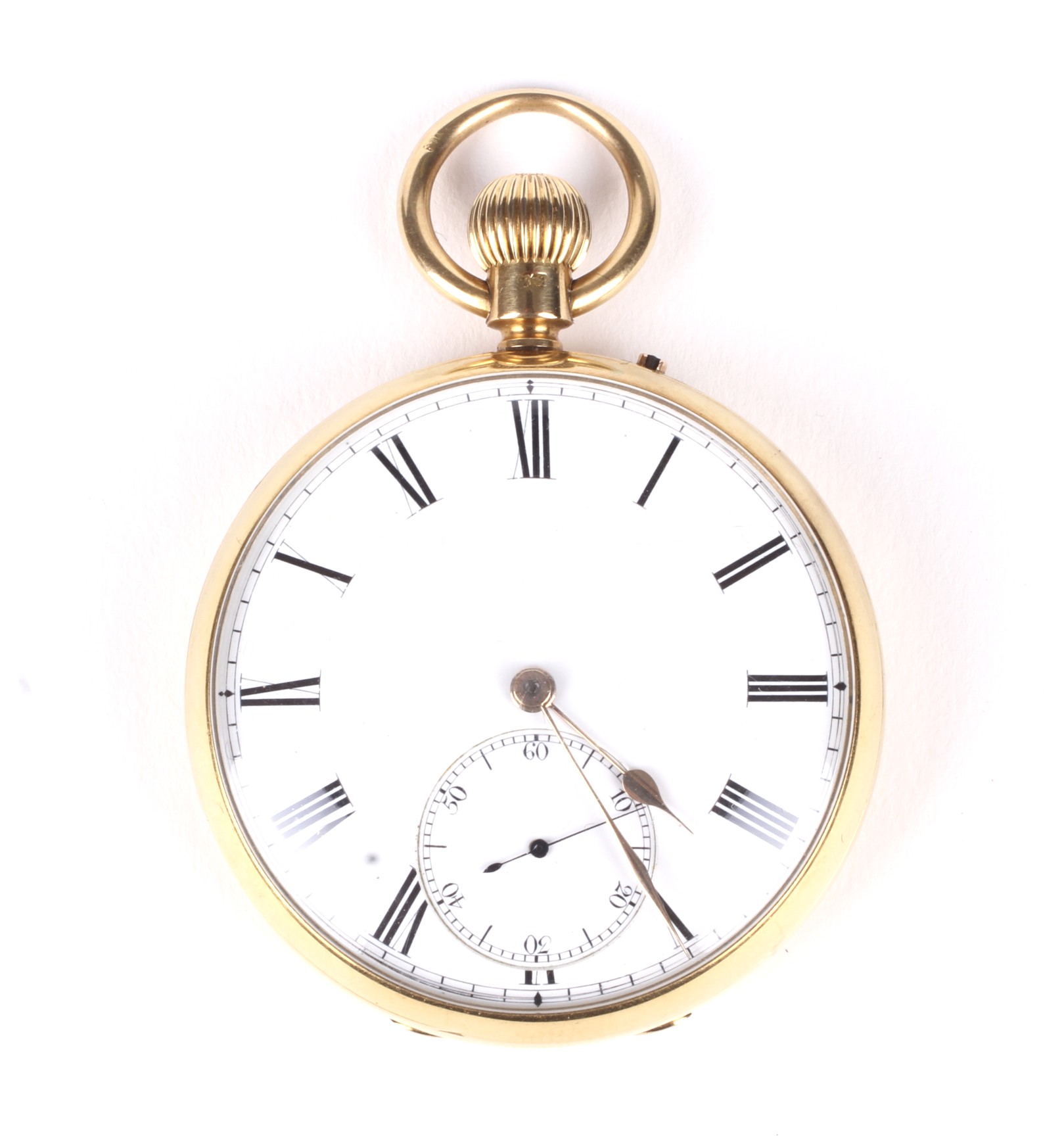 A late Victorian 18ct gold cased open face pocket watch.